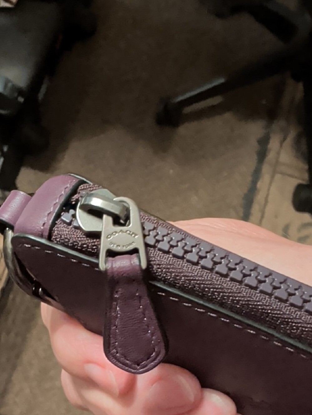 Coach Purple Triangle Leather Key Holder - Picture 5 of 16